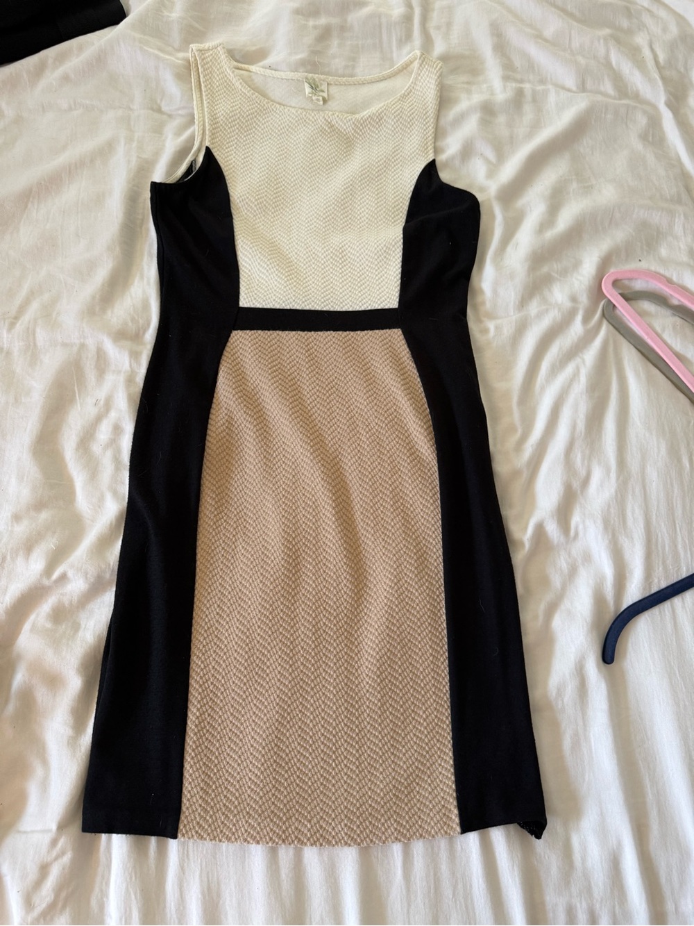 Anthropology byWeston Wear Sleeveless Colorblock Midi Dress in Ivory, Black, Tan